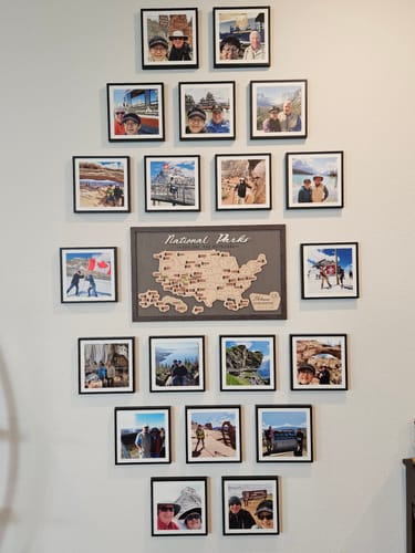 Customer photo review of US Wooden National Parks Travel Map With Trees To Record Park Visits (Coffee)
