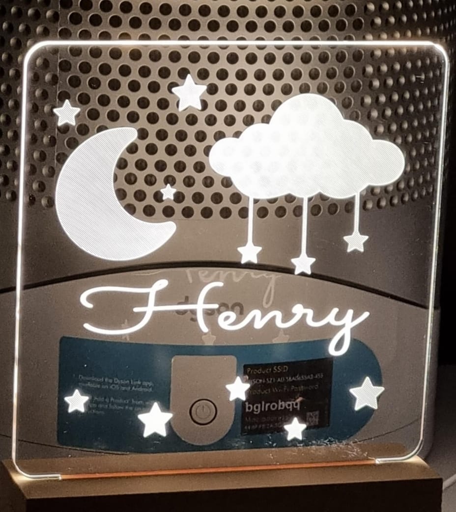 Customer photo review of Moon & Stars - Personalized Night Light