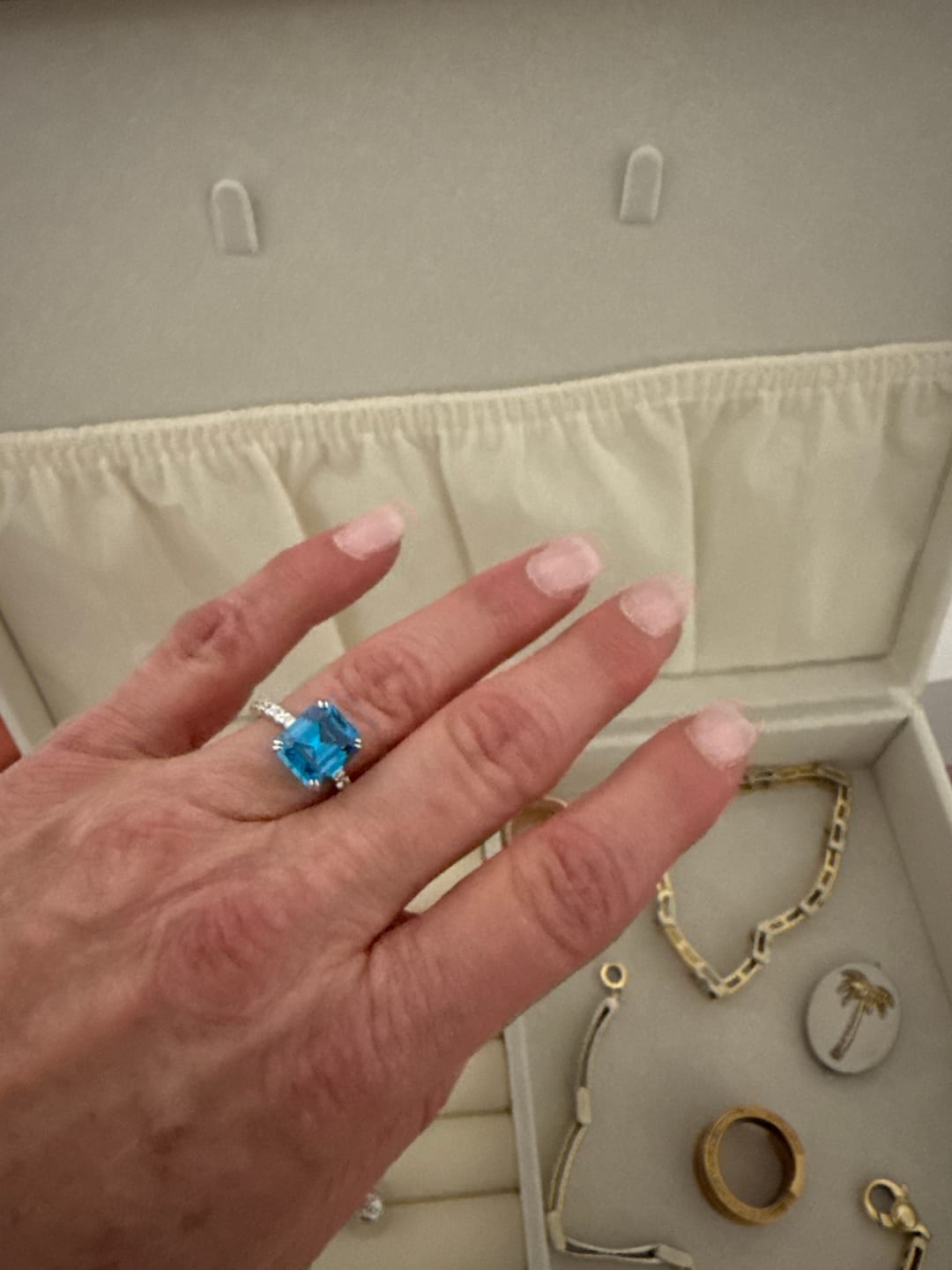 Customer photo review of S925 Honorable 4.5Ct Asscher Cut Engagement Ring Stackable Travel Ring For Women