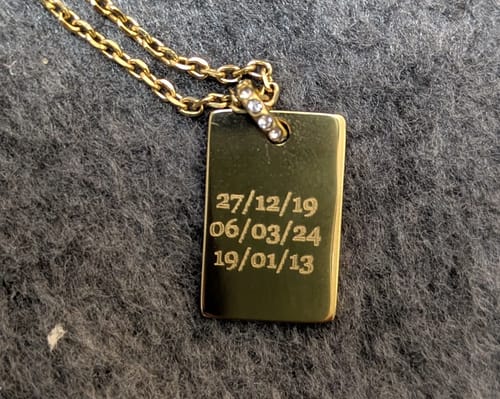 Customer photo review of Engravable Pavé Pendant Necklace