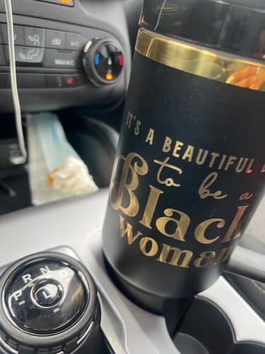 Customer photo review of "Miss Black and Gold" 40oz Insulated Tumbler