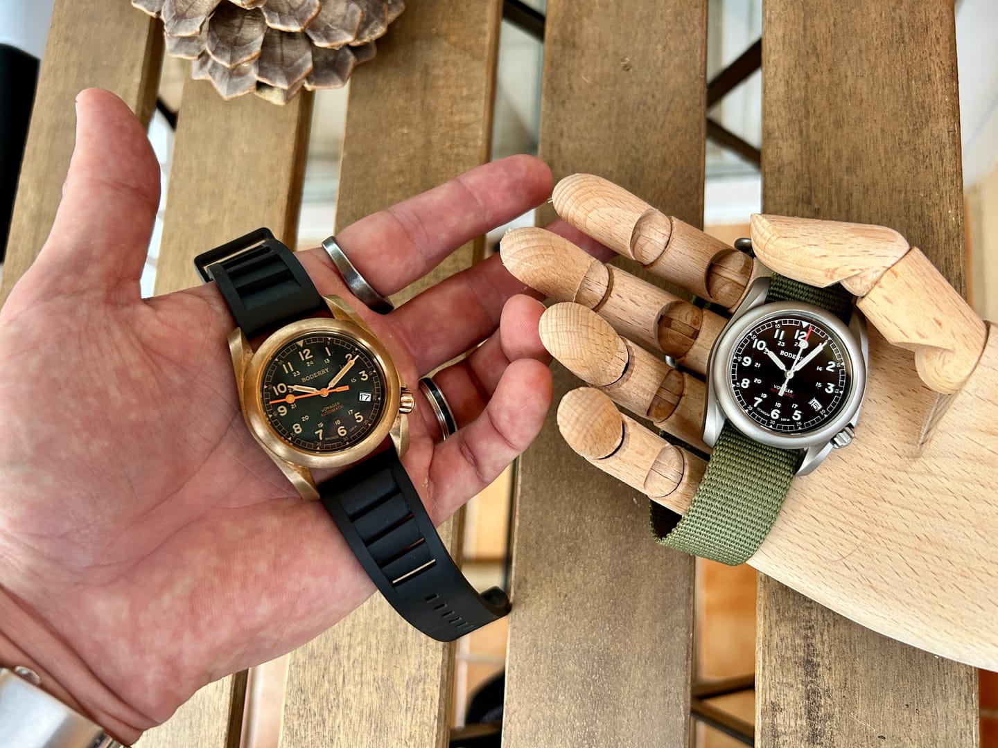Customer photo review of VOYAGER - 100M Waterproof Bronze Automatic Field Watch | Black