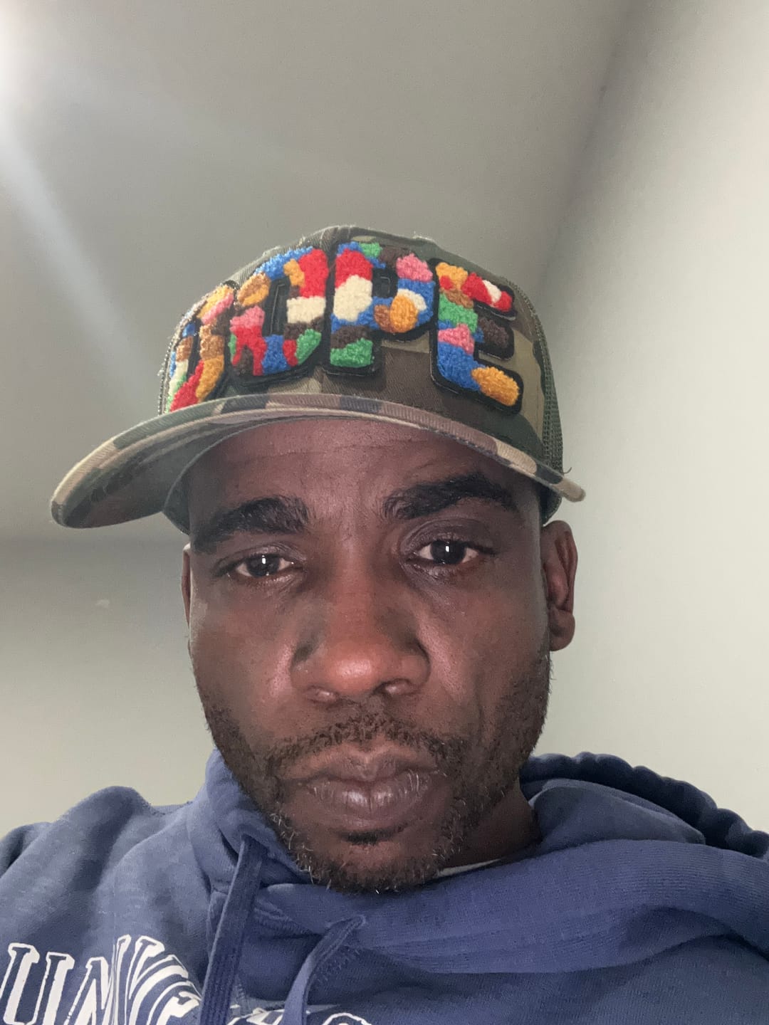 Customer photo review of Chenille Blessed Camo Patched Hat