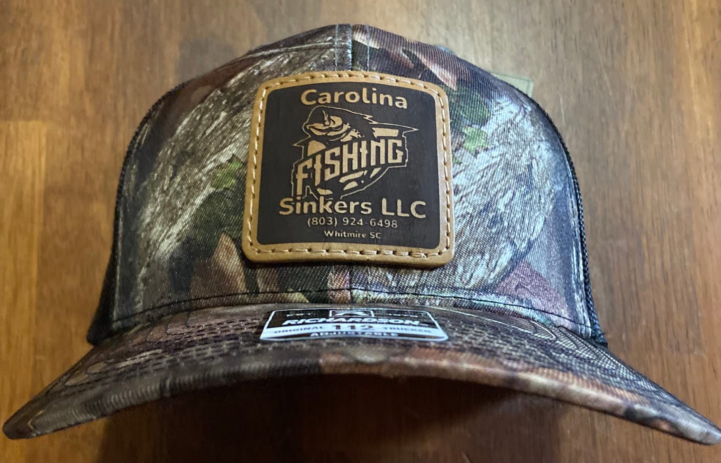 Customer photo review of Richardson 112P Camo Custom Leather Patch Hat