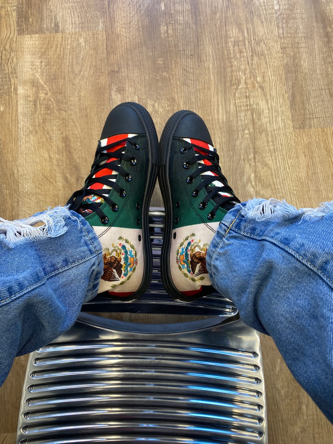 Customer photo review of Mex Flag High Tops ( Black or White Sole )