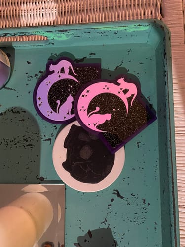 Customer photo review of Meow at the Moon Coasters