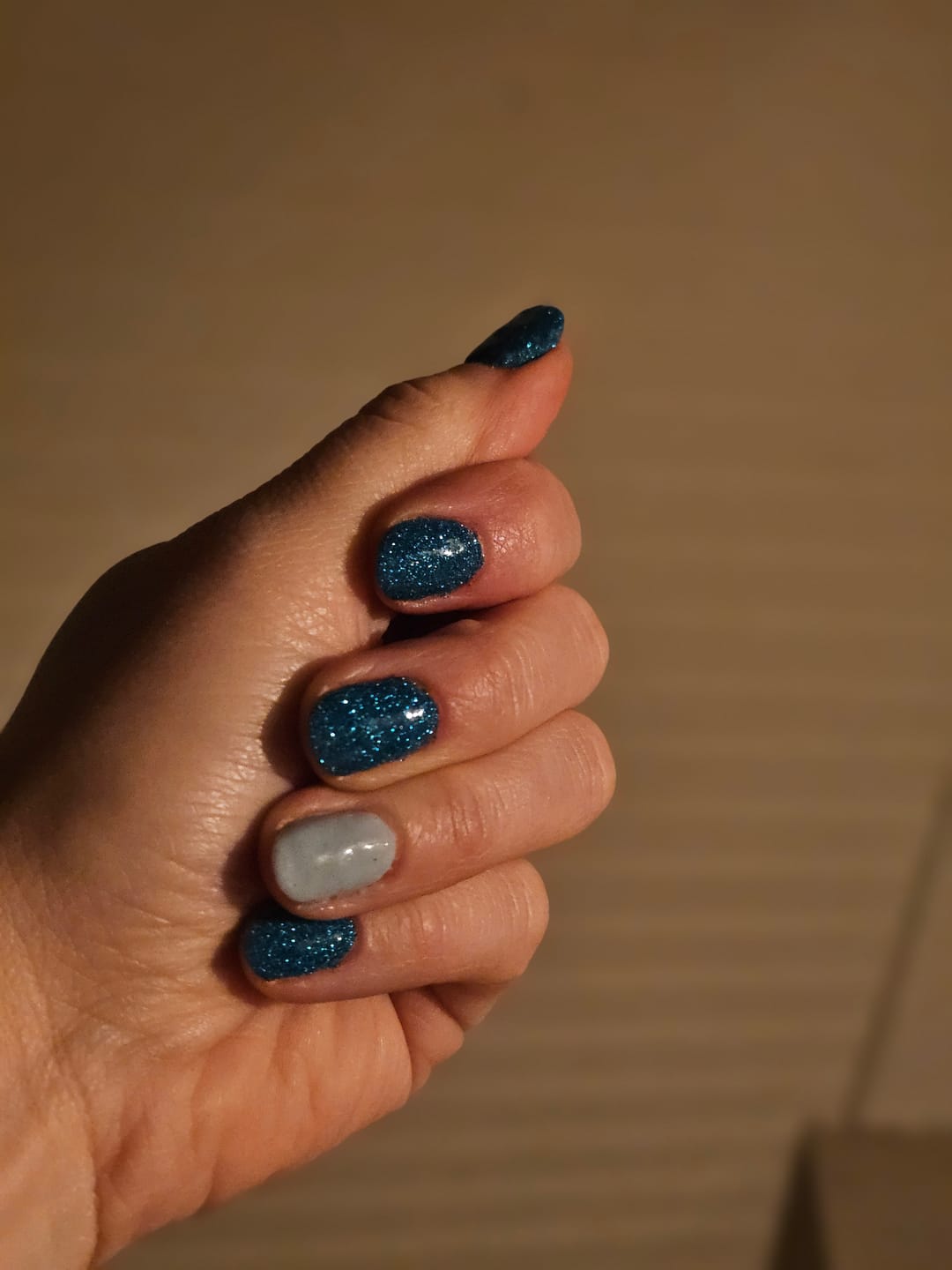 Customer photo review of Haze Blue Dipping Powder