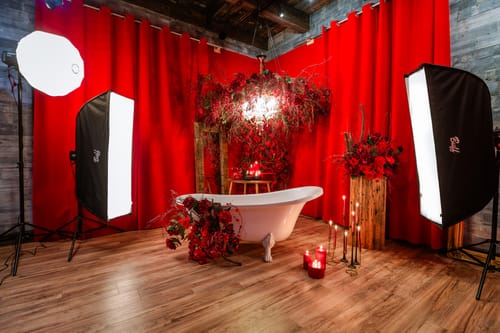 Customer photo review of Red Upholstery Grade Flocking Velvet Fabric / 50 Yards Roll