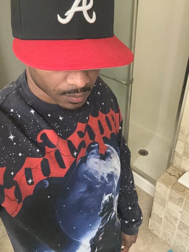 Customer photo review of Godspeed No Looking Back L/S Tee Navy