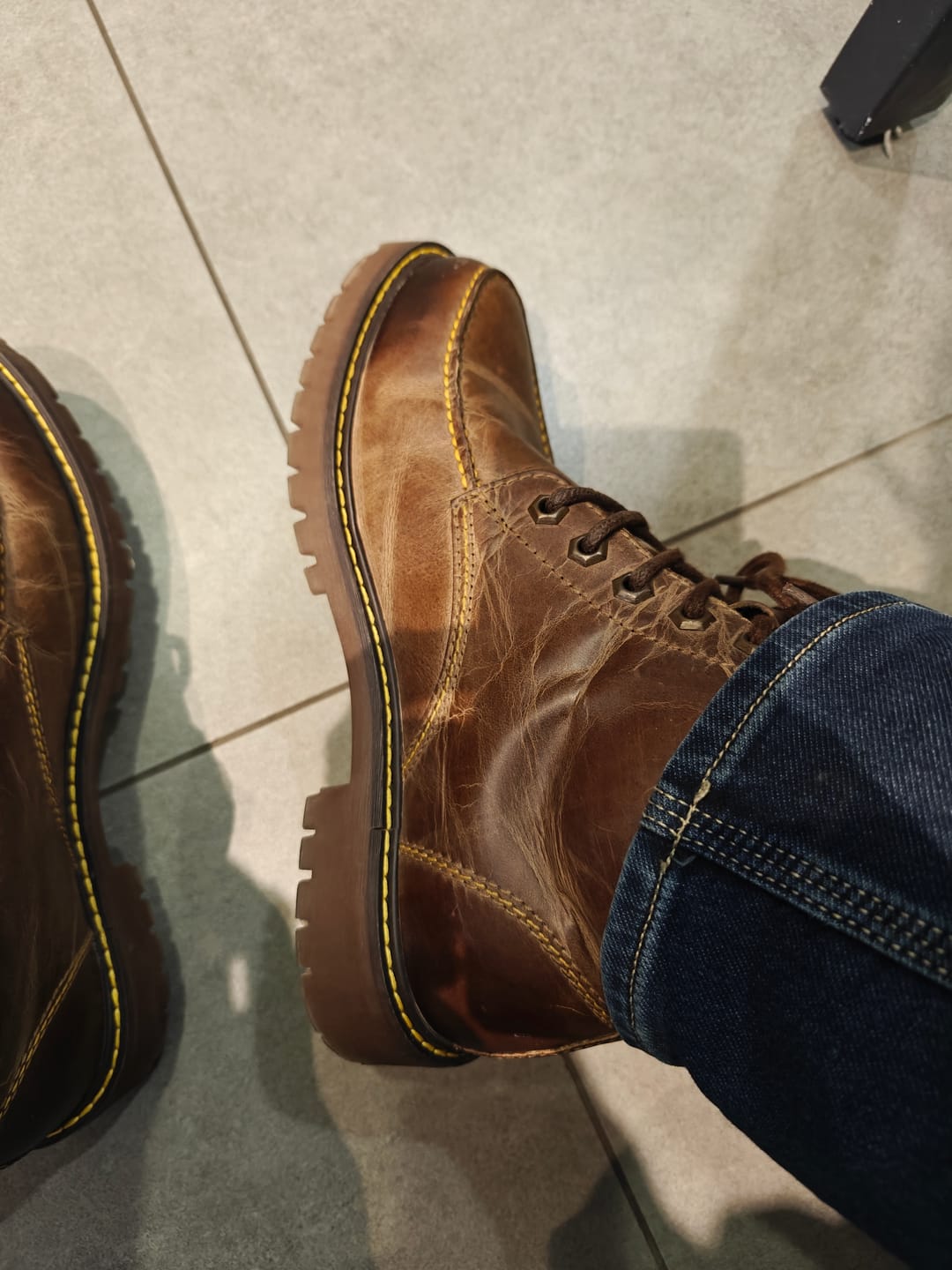 Customer photo review of boots moc-toe tobacco brown