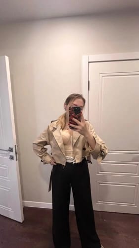 Customer photo review of Blair Cropped Trenchcoat