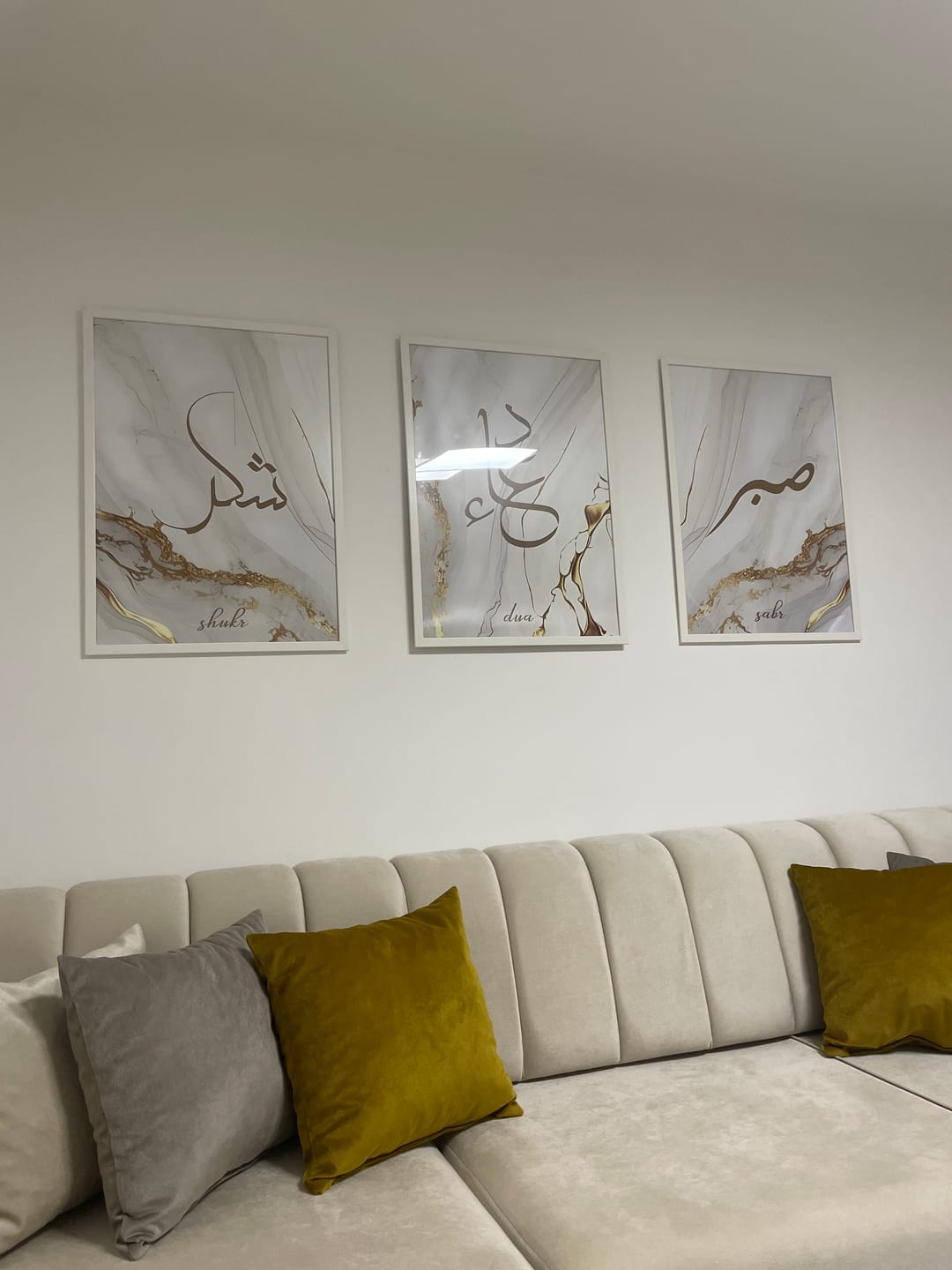 Customer photo review of Shukr, Dua, Sabr - Grey Golden Marble (Poster Set)