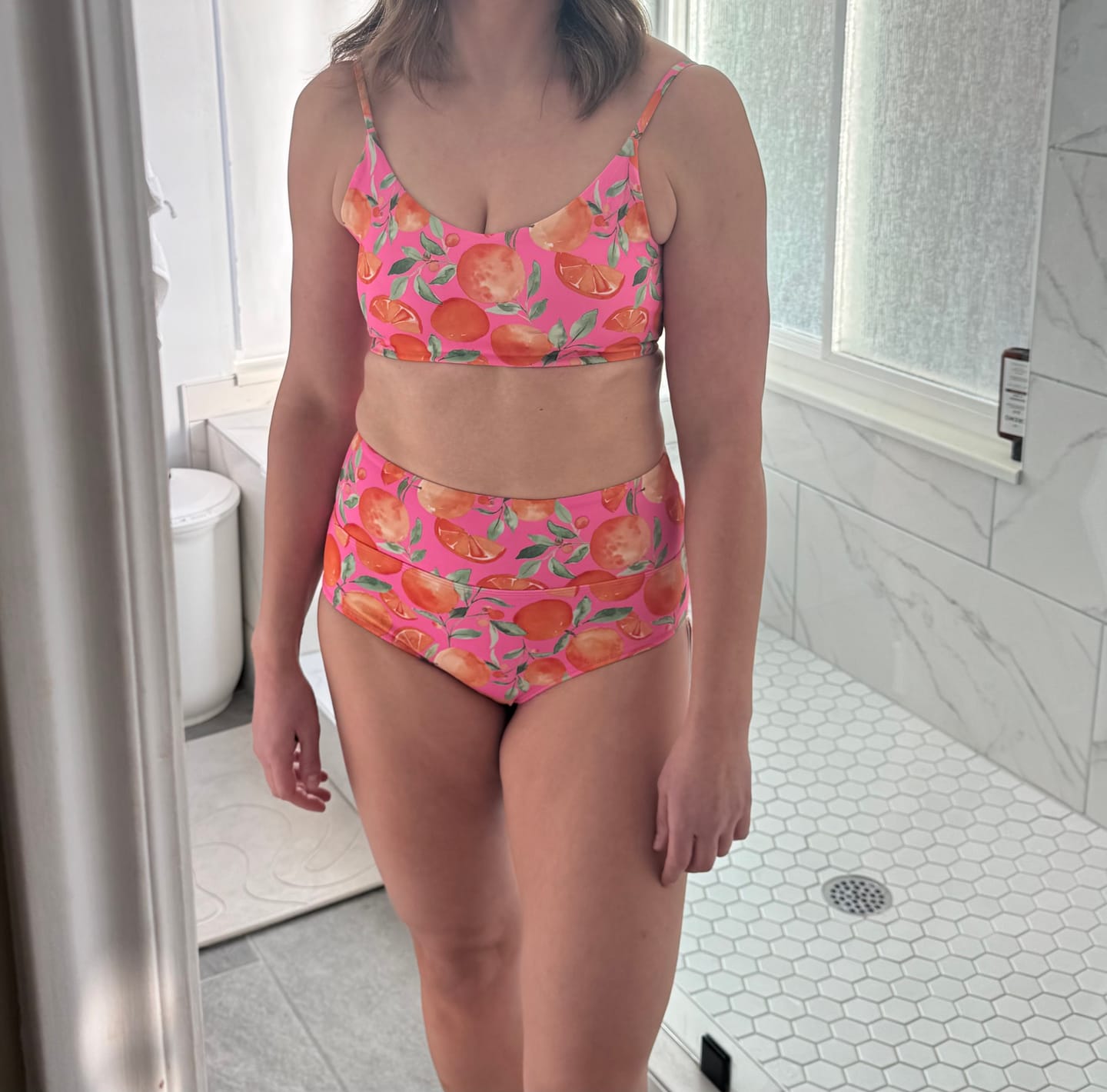 Customer photo review of High Rise Bottoms - Tangerine