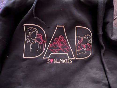 Customer photo review of Dad Custom Embroidered Photo Hoodie