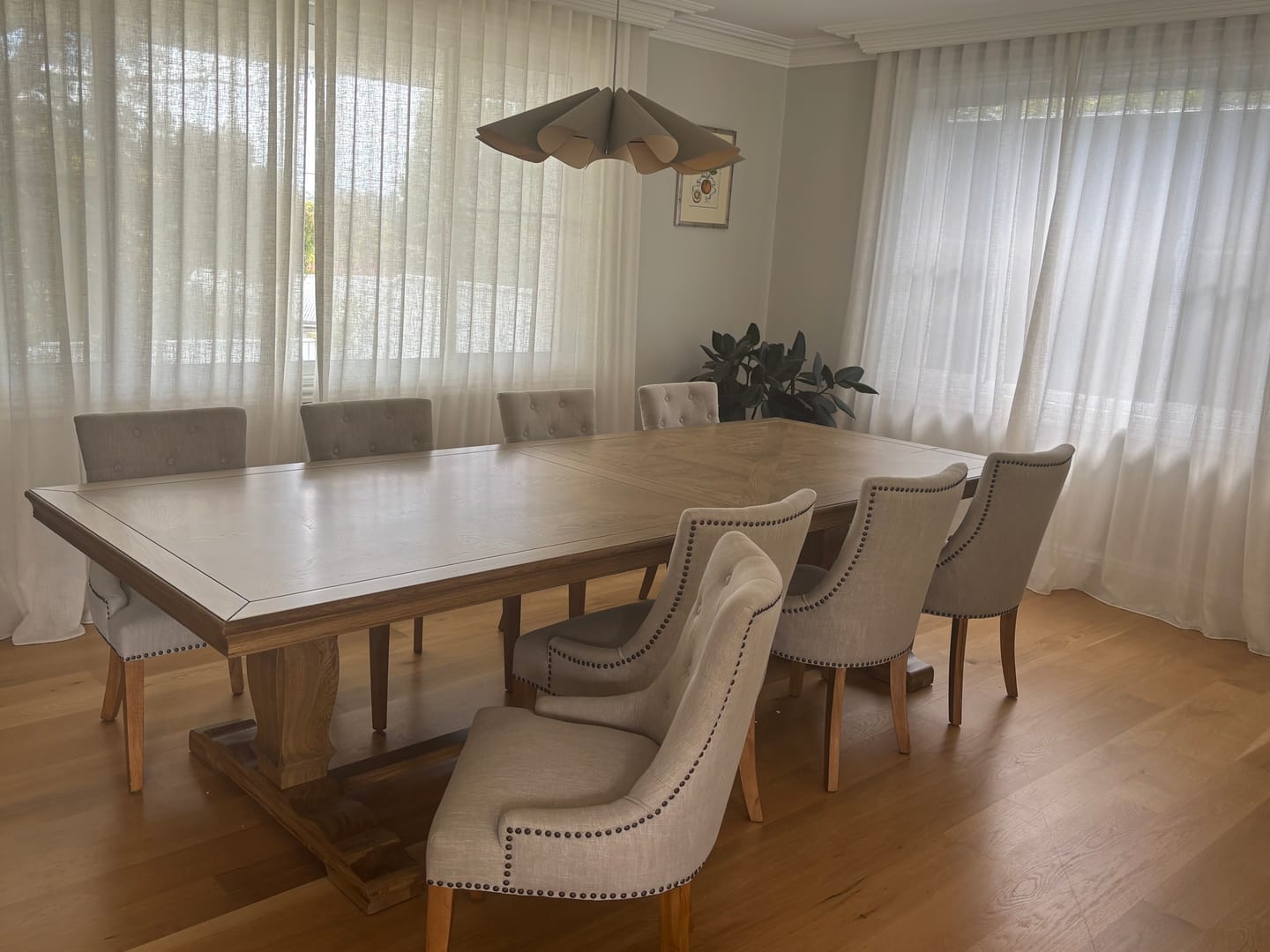 Customer photo review of Kensington Parquetry Natural Oak Dining Table