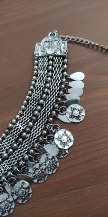 Customer photo review of Oxidized Silver Coin Necklace Turkish Ethnic — Oxidized Silver | KIMLUD