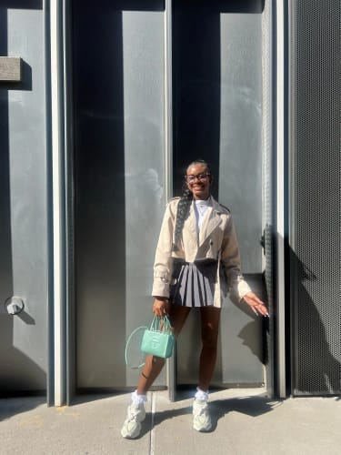 Customer photo review of Blair Cropped Trenchcoat
