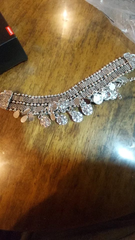 Customer photo review of Oxidized Silver Coin Necklace Turkish Ethnic — Oxidized Silver | KIMLUD