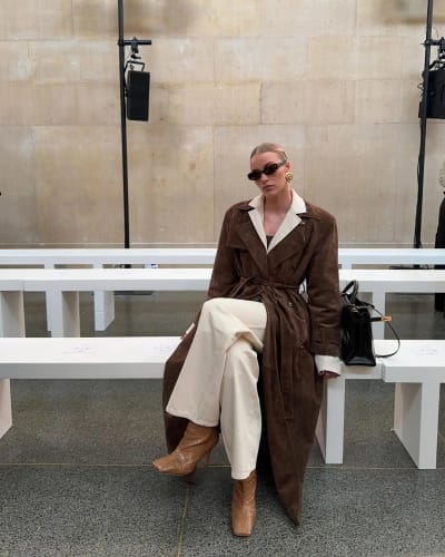 Customer photo review of Molly faux suede Trenchcoat