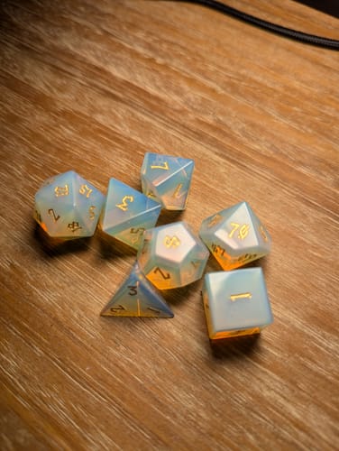 Customer photo review of Opalite Stone Dice Set