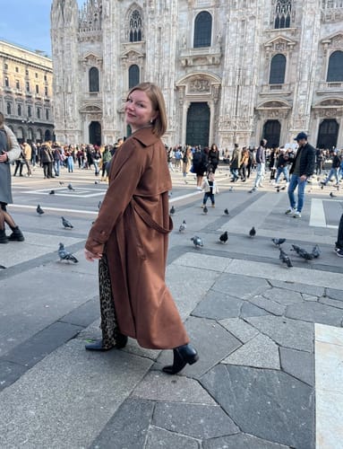 Customer photo review of Molly faux suede Trenchcoat