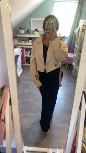 Customer photo review of Blair Cropped Trenchcoat