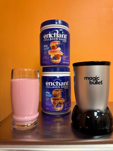 Customer photo review of Strawberry Banana Collagen Peptides Shake powder