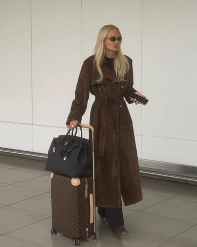 Customer photo review of Molly faux suede Trenchcoat