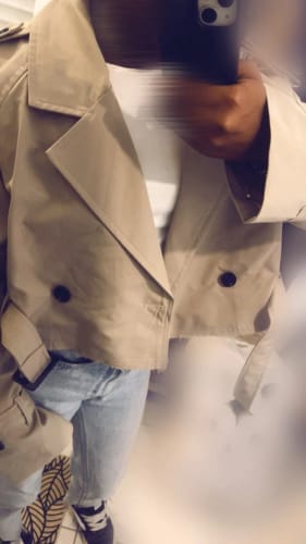 Customer photo review of Blair Cropped Trenchcoat