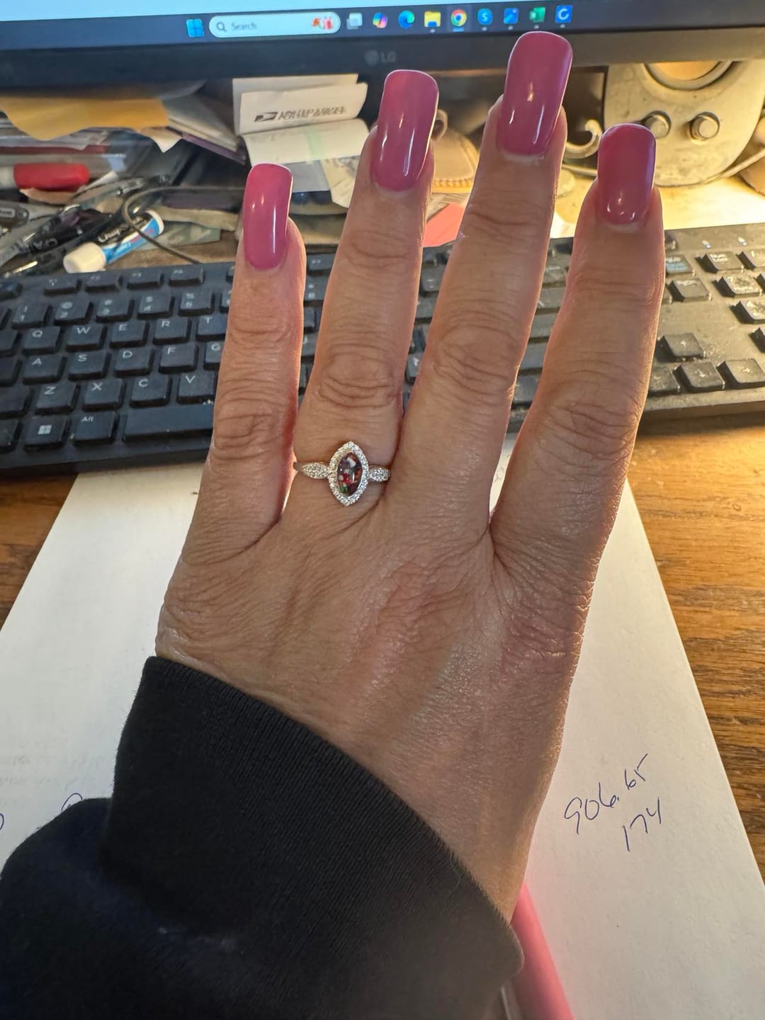 Customer photo review of Bedazzled Marquise Cremation Ring