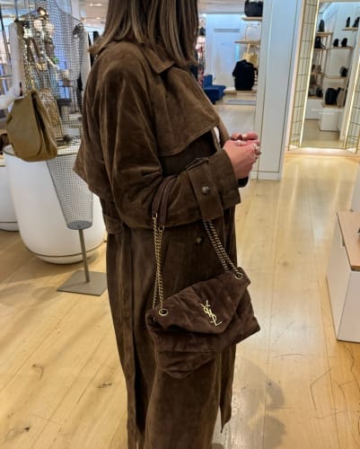 Customer photo review of Molly faux suede Trenchcoat
