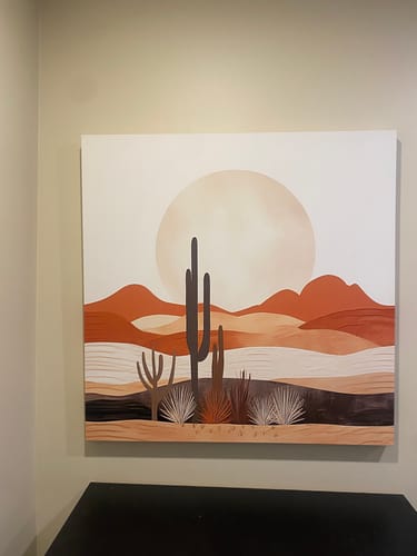 Customer photo review of Boho Minimalist Neutral Arizona Desert Landscape Framed Canvas Wall Art