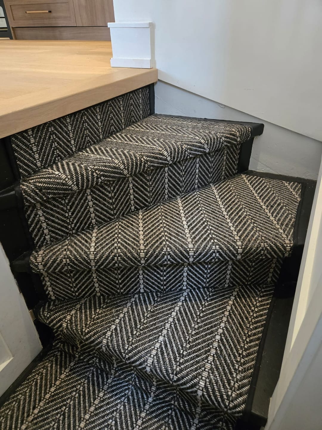 Customer photo review of Seasons Modern Chevron Stair Runner / Broadloom