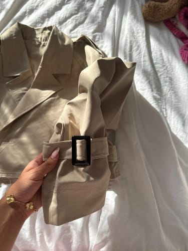 Customer photo review of Blair Cropped Trenchcoat