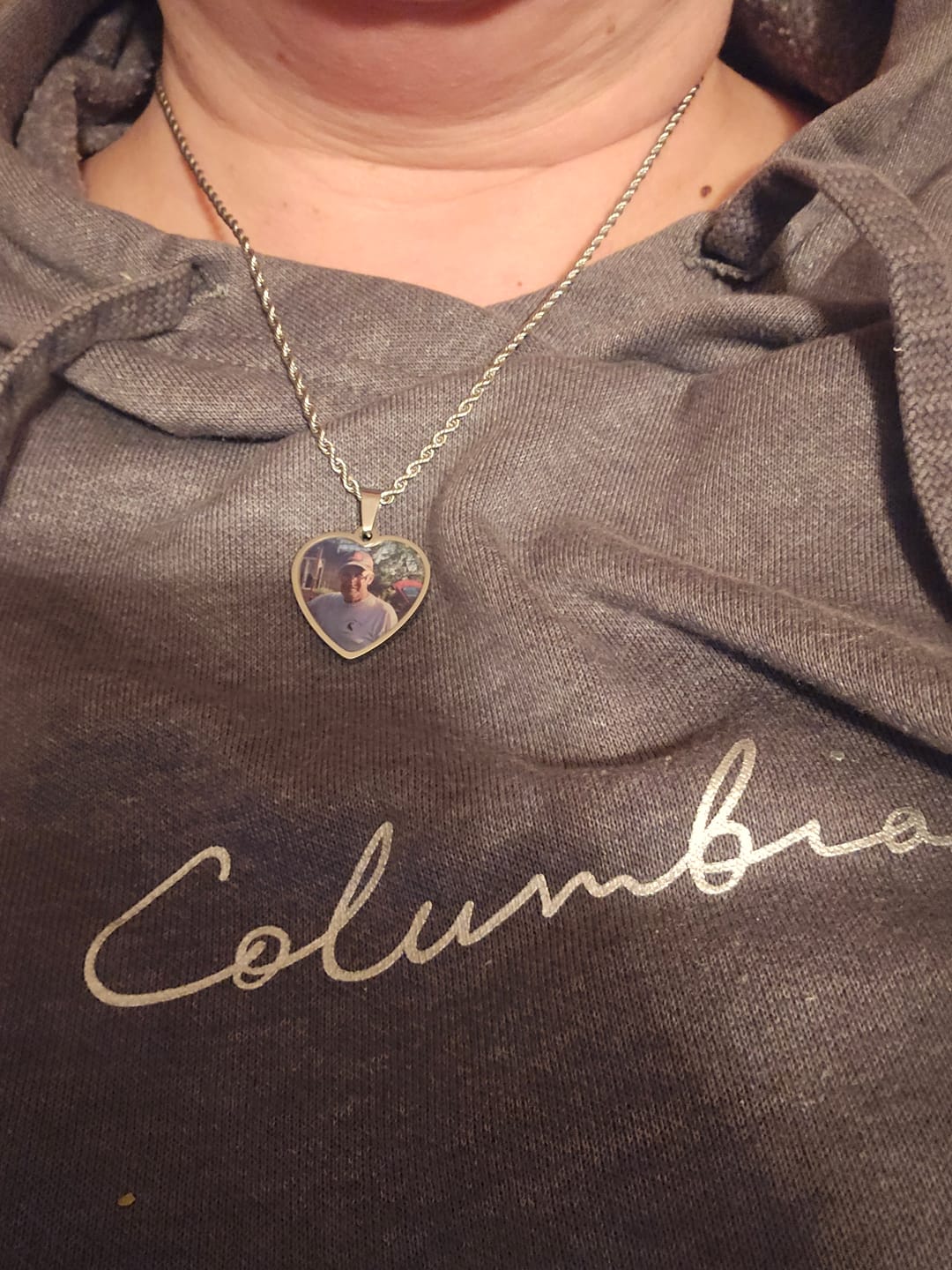 Customer photo review of Engravable Heart Necklace With Picture