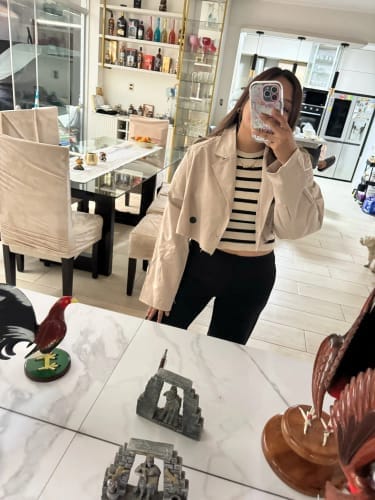 Customer photo review of Blair Cropped Trenchcoat