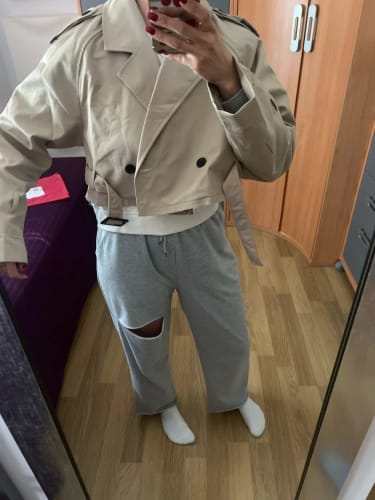 Customer photo review of Blair Cropped Trenchcoat
