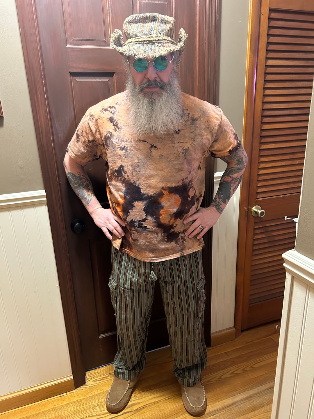Customer photo review of Striped Cotton Cargo Pants