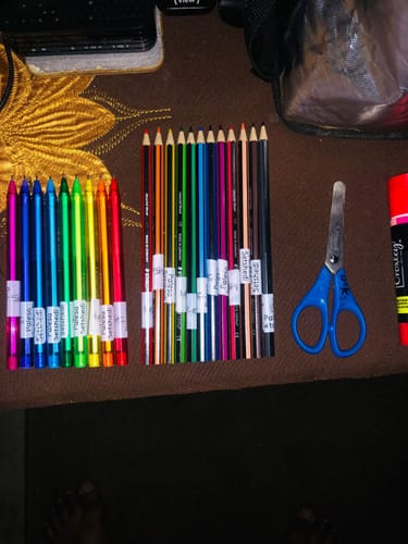 Customer photo review of Wrap-around Pencil & Pen Labels