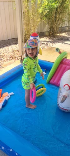 Customer photo review of Fluro Dragon Swim Shorts