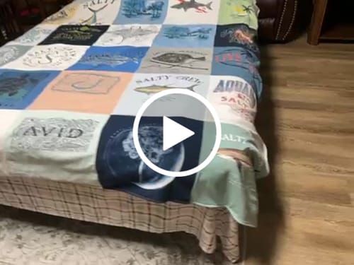 T-shirt quilt with outdoor activities, water sports themes by Kim from SC