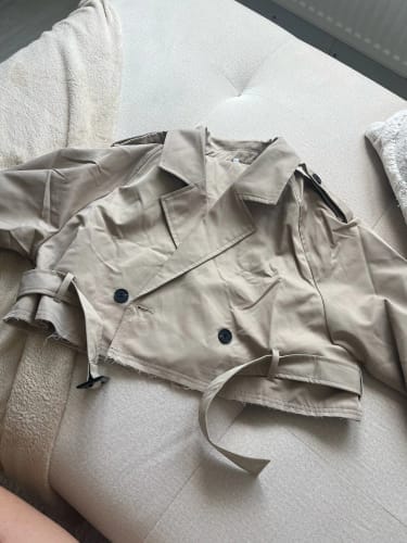 Customer photo review of Blair Cropped Trenchcoat