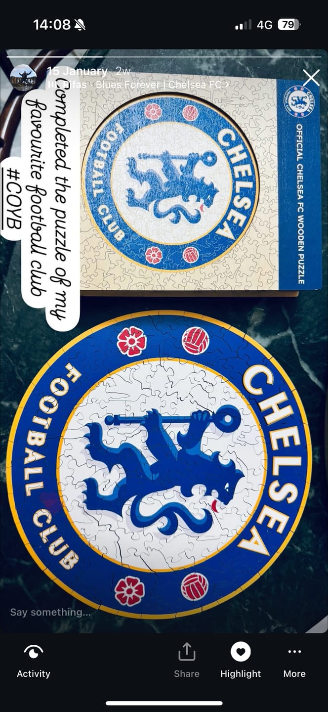 Customer photo review of Chelsea FC® Logo - Wooden Puzzle