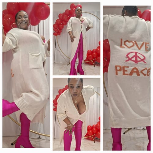 Customer photo review of HEYHEY-FUCHSIA PLATFORM PANT BOOT