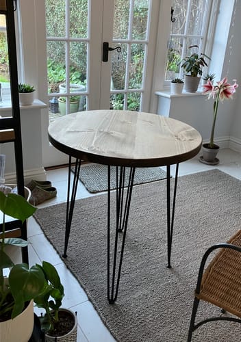 Customer photo review of Round Dining Table with Hairpin Legs