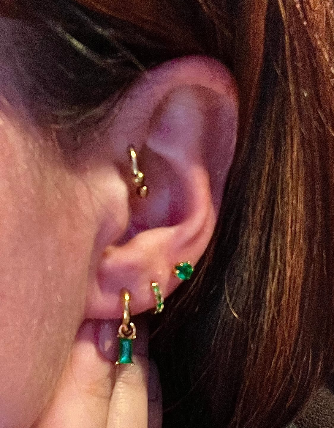 Customer photo review of Round Dainty Ohrstecker Set 18K Vergoldet