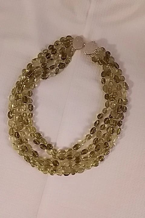 Customer photo review of Five-Row Necklace Freeform Quartz Crystal — Yellow | KIMLUD