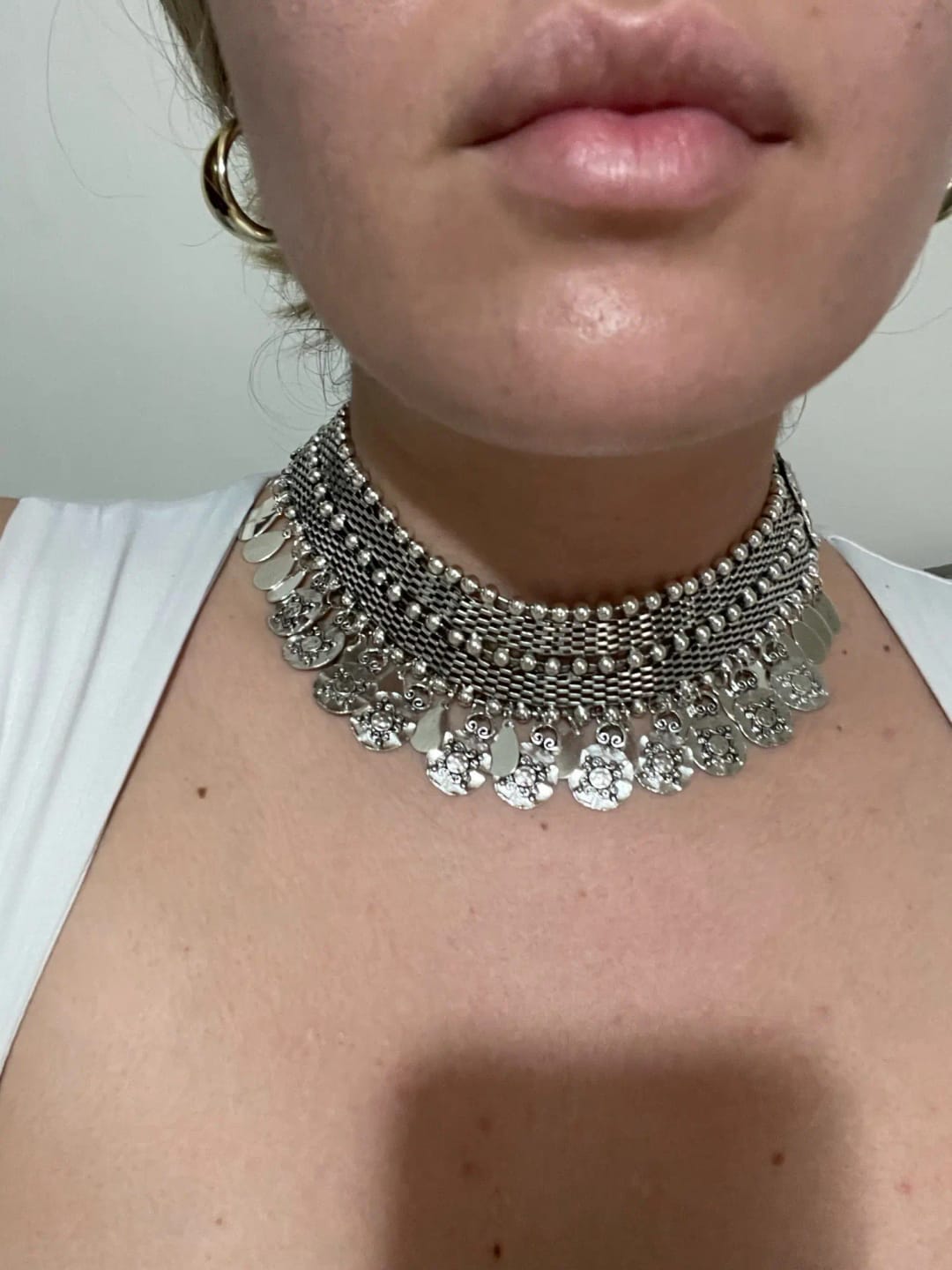 Customer photo review of Oxidized Silver Coin Necklace Turkish Ethnic — Oxidized Silver | KIMLUD