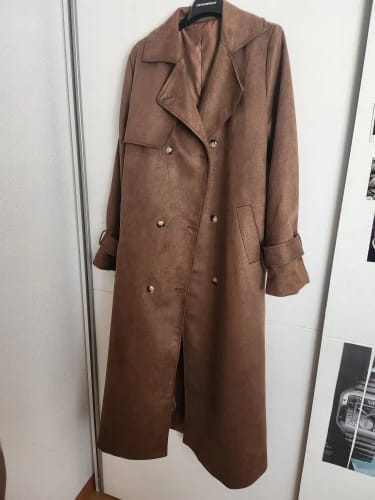 Customer photo review of Molly faux suede Trenchcoat