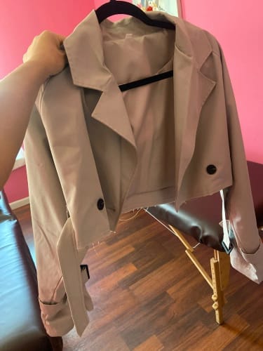 Customer photo review of Blair Cropped Trenchcoat